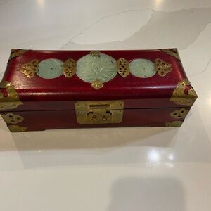 Red Decorative Box with Gold Accents